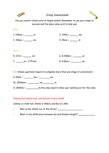 Converting measurements of length | Teaching Resources
