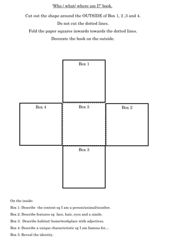 Who am I? blank template (mini fold out book)