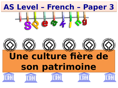 Une culture fière de son patrimoine/Speaking / Preparation & Practice(AS Level French / New AQA 2016