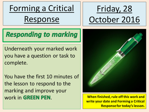 AQA (8700) 3 Lessons on forming a  critical response to texts Ofsted Outstaning