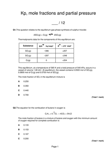 Equilibrium constant Kp - Set of 3 lessons including exam questions ...