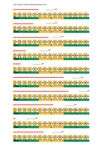 Measuring lines in cm - Year 1 | Teaching Resources
