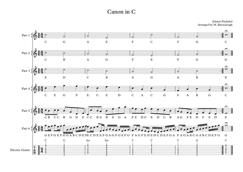 Canon in C for extra-curricular or classroom ensemble.