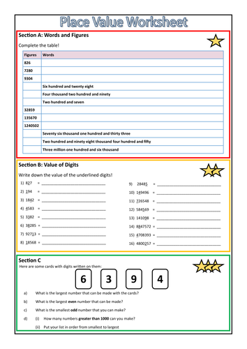 Place Value Worksheet