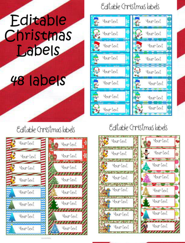 Decorative Christmas themed labels with editable text | Teaching Resources