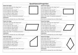 Properties of a quadrilateral | Teaching Resources