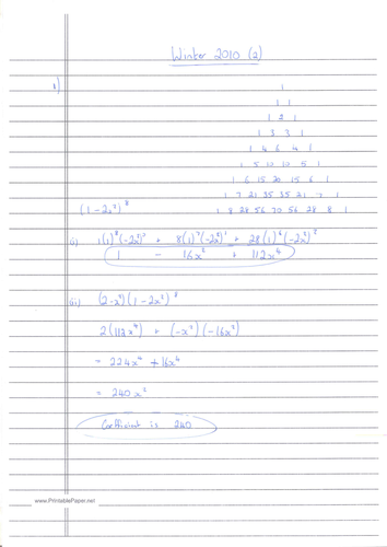 CIE A-Level Maths Pure 1 (P1) Worked Solutions - October/November 2010 ...