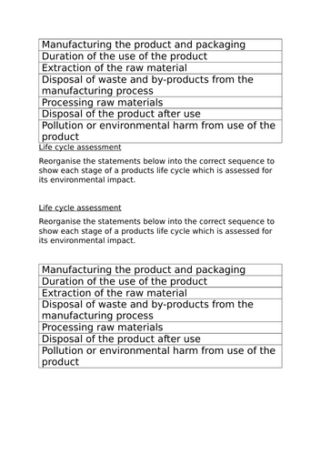 Edexcel 9-1 CC11d Life cycle assessement and recycling TOPIC 4 Extracting metals PAPER 1