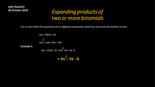 Expanding products of more than 2 binomials