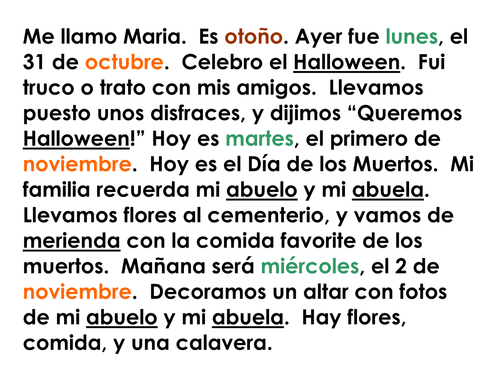 El día de los muertos TPRS Story