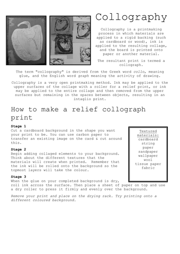 How to make a collograph | Teaching Resources