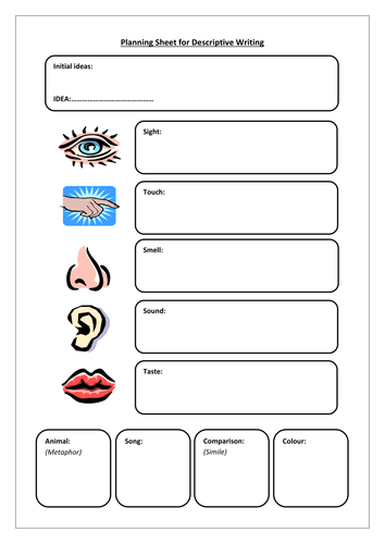 creative writing planning sheet tes