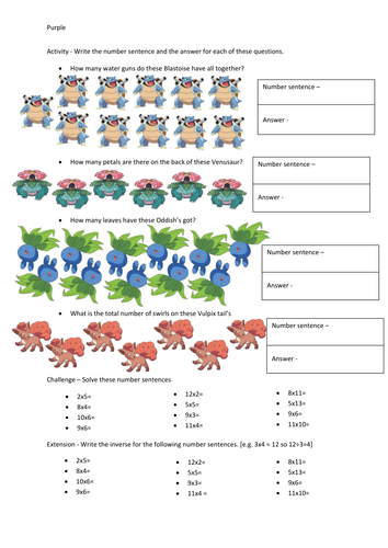 Pokemon multiplication | Teaching Resources