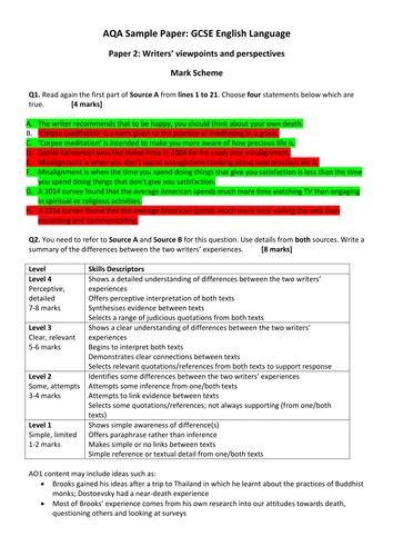 gcse english essay mark scheme