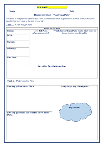 Plato Revision Sheet