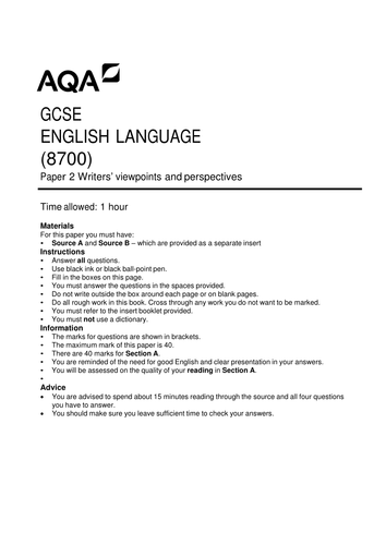 aqa english language paper 2 speech example