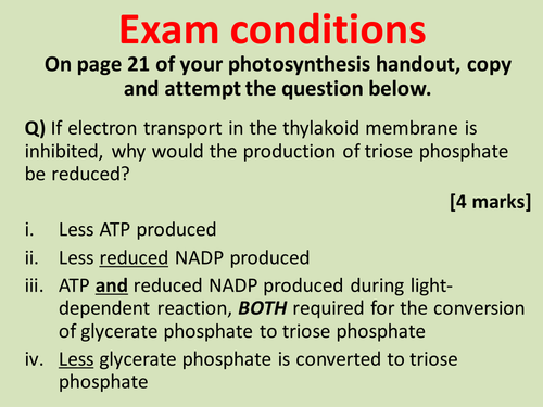 AQA A-level Biology (2016 specification). Section 5 Topic 11: Photosynthesis 4 Factors affecting