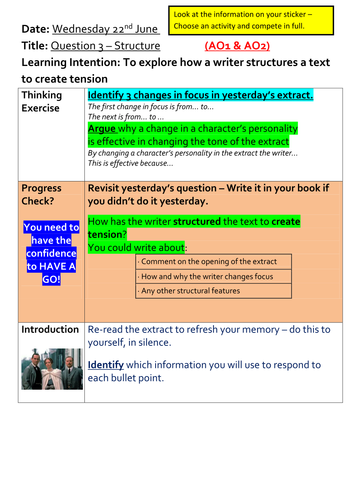 Analysing Structure - AQA Paper 1