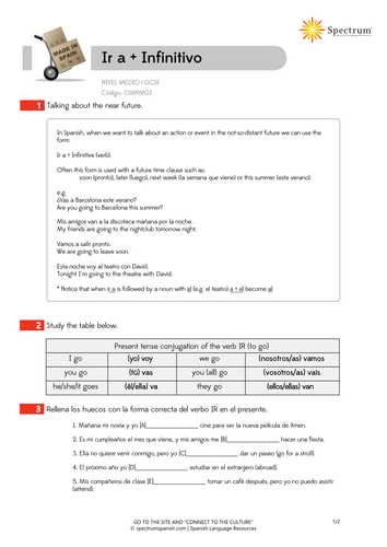 Ir + Infinitivo (The Immediate Future Tense) | Teaching Resources