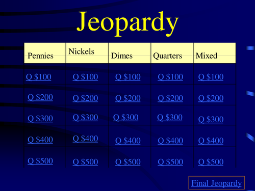 Math Jeopardy- Counting Coins | Teaching Resources