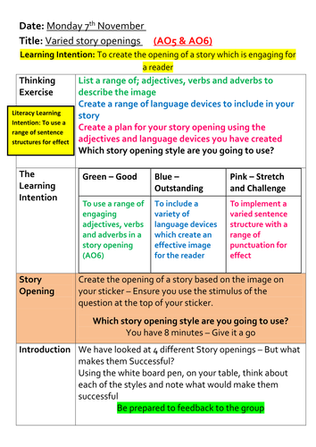 Creative Writing - Story Openings - Lesson 2