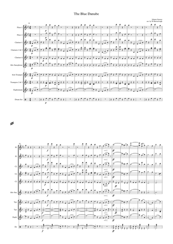 The Blue Danube For School Ensemble. Conductor Score & Band Parts