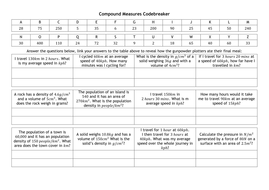 Compound Measures Codebreaker Teaching Resources