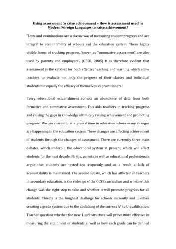 class 7th essay 2 exam paper PGCE achievement Using  to essay Masters assessment  raise