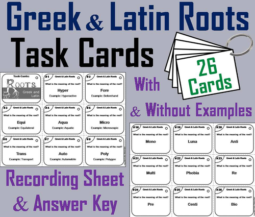 Greek and Latin Roots Task Cards