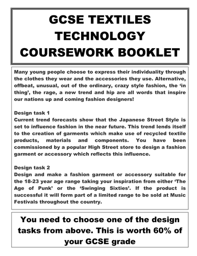 GCSE Textiles Coursework Booket AQA