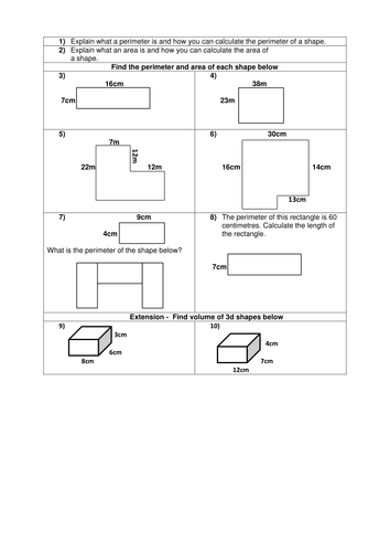 whole lesson perimeter and area composite rectilinear shapes