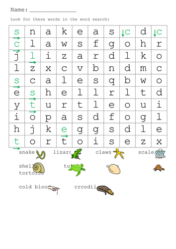 Reptile crossword activity - differentiated | Teaching Resources