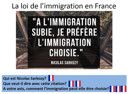 Loi De L Immigration En France Et L Immigration Au Sein De L Ue French Teaching Resources