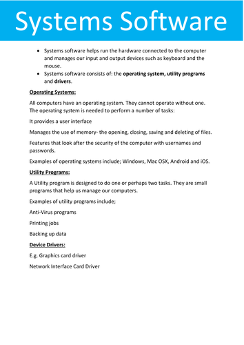 Purpose and Function of Systems Software | Teaching Resources