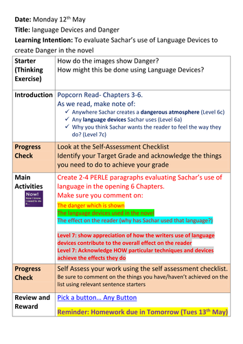 Holes - Scheme of Learning - Lesson 7&8