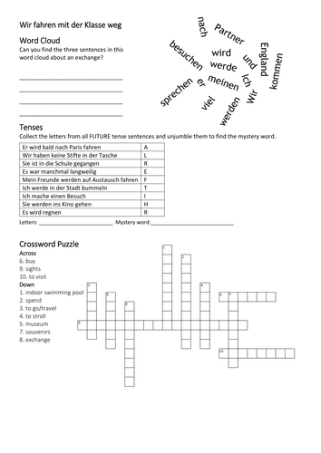 Stimmt GCSE GREEN School puzzle – Wir fahren mit der Klasse weg