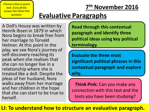 AQA New Specification Social Protest Unseen Extracts: Evaluative Paragraphs
