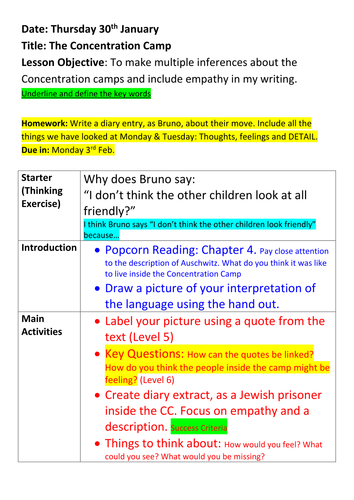 Boy in the Striped Pyjamas - Lesson 1-3 | Teaching Resources