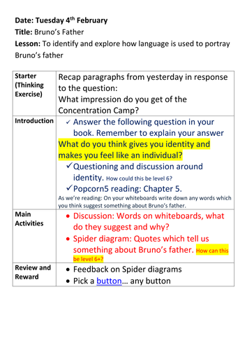Boy in the Striped Pyjamas - Lesson 4-6 | Teaching Resources