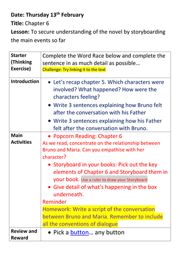 Boy in the Striped Pyjamas - Lesson 10-12