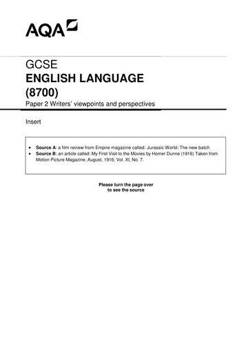 AQA GCSE English Language style exam paper 2 | Teaching Resources