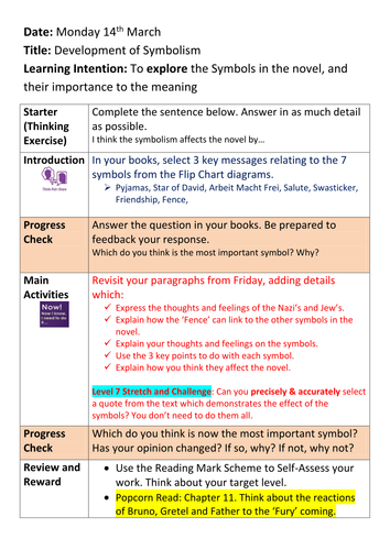 Boy in the Striped Pyjamas - Lessons 20-21