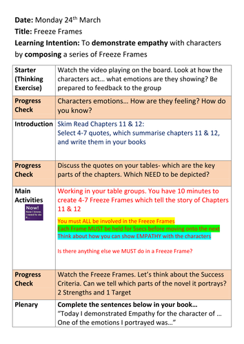 Boy in the Striped Pyjamas - Lessons 23-25