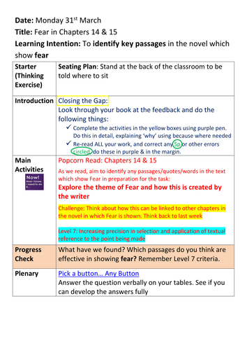 Boy in the Striped Pyjamas - Lessons 27-29