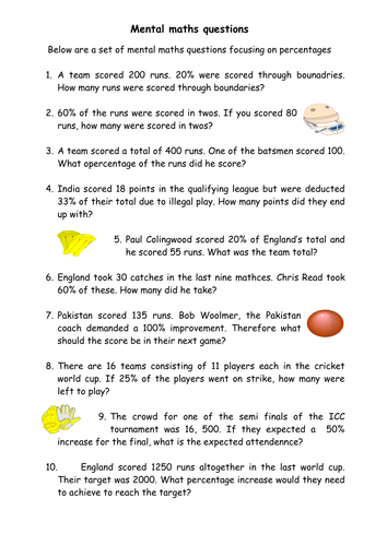 Mental Maths Questions | Teaching Resources