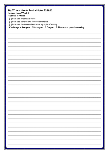 Big Write: Instructions Bundle (How to Feed a Miptor) | Teaching Resources