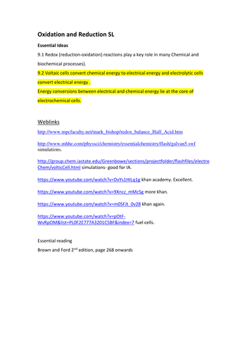 Oxidation and Reduction Part two  Includes Winkler method, weblinks etc