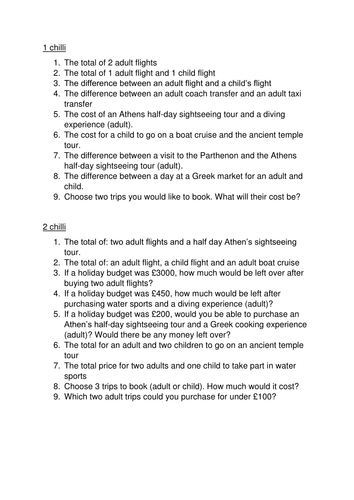 Two-day calculation activity (addition and subtraction) with Greece