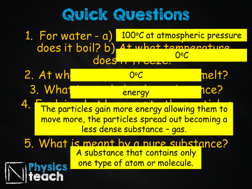 GCSE AQA Physics - P6.3 - Melting and Boiling points of substances (changes in states)