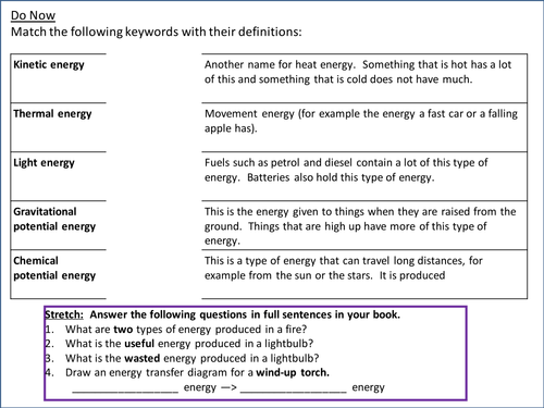 2 x Energy keyword Do Nows